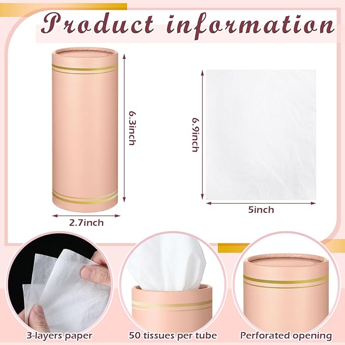 12 Pack Car Tissue Cylinder Holder Bulk with 3 Ply Facial Tissues, Round Napkin Holders for Cup Holder Cylinder Travel Paper Tubes Bulk Round Napkin Boxes Packs(Morandi)