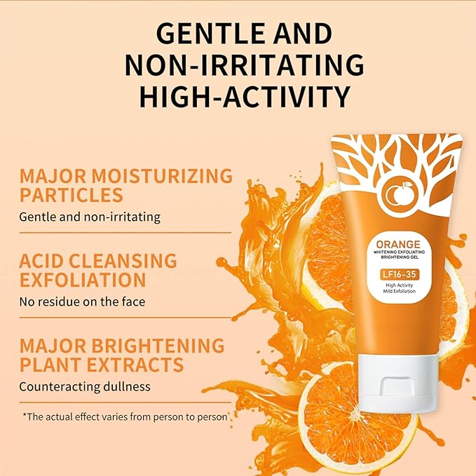 Orange Exfoliating Gel, Moisturizer Face Body Scrub Gel,Deep Cleansing Moisturizing Facial Exfoliator,Natural Orange Peeling Gel Face Scrub (2PCS)