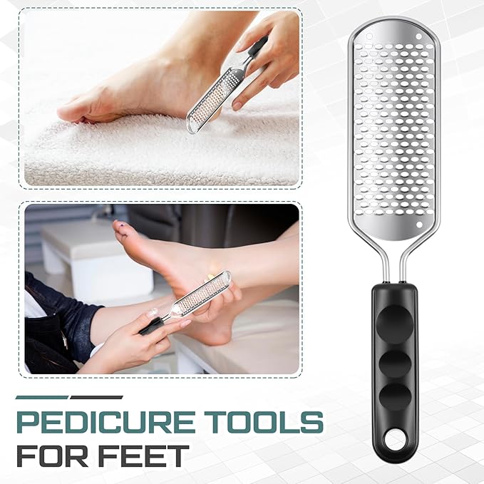Moxweyeni 7 Pack Colossal Foot File Pedicure Tools Sets with 2 Styles Large and Small Hole Replacement Callus Remover Blades, Stainless Steel Detachable Pedicure Foot Rasp for Dead Skin Remover