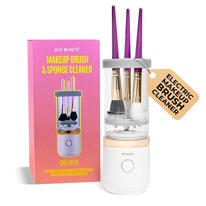 Ace Beauté Premium Electric Makeup Brush Cleaner Machine, Automatic Sponge and Make Up Brush Cleaner, Rechargeable and Efficient Deep Cleaning Tool for Beauty Enthusiasts and Professionals