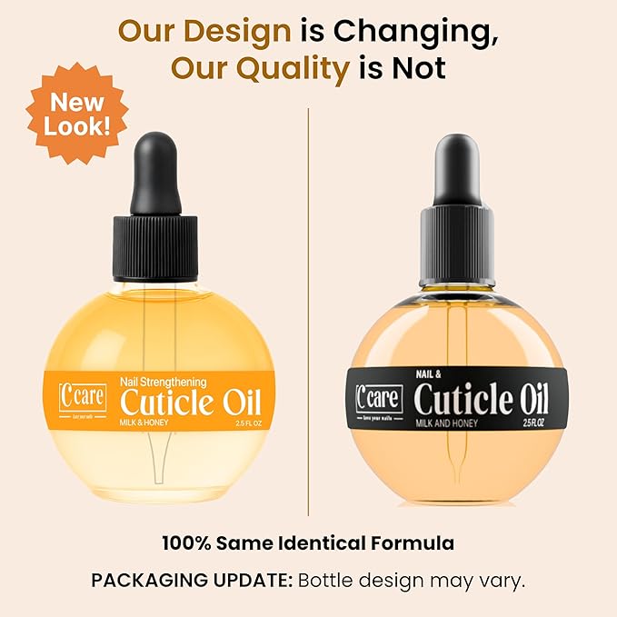 C CARE Cuticle Oil For Nails - Milk and Honey Nail Oil - Repairs Moisturizes and Strengthens Nails and Cuticles Overnight - Dropper & Brush included - Large 2.5 oz bottle
