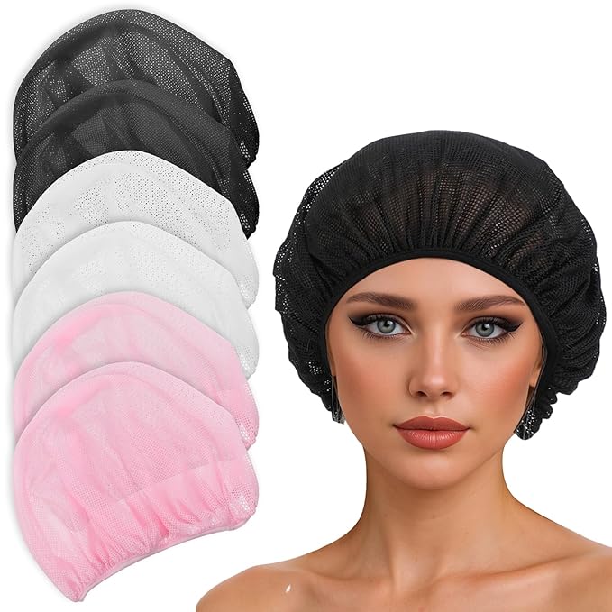 6pcs Mesh Hair Net, Hair Net for Sleeping, Sleeping Hair Net, Elastic Band, Suitable for Drying Hairs, Kitchen, White, Pink, Black