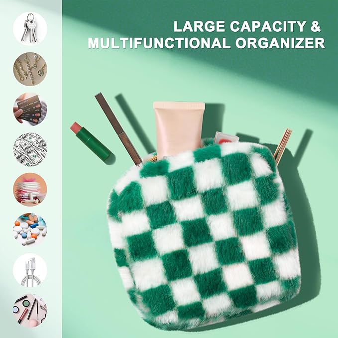 Sanitary Napkin Storage Bag, Zipper Period Bag, Checkered Portable Menstrual Pad Bag Panty Liners, Tampon Storage Pouch for Women Ladies Daily Use Storage Purse Travel