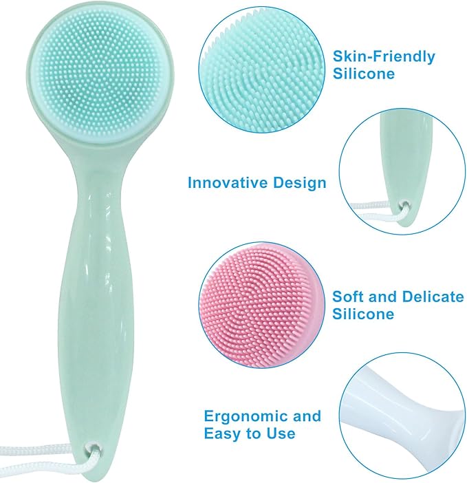 Zorfeter 3 Pack Silicone Facial Cleansing Brush, Skin Friendly Face Scrubber Waterproof Exfoliator, Soft Bristles Applicator for Blackheads Whiteheads Makeup Residues Removal