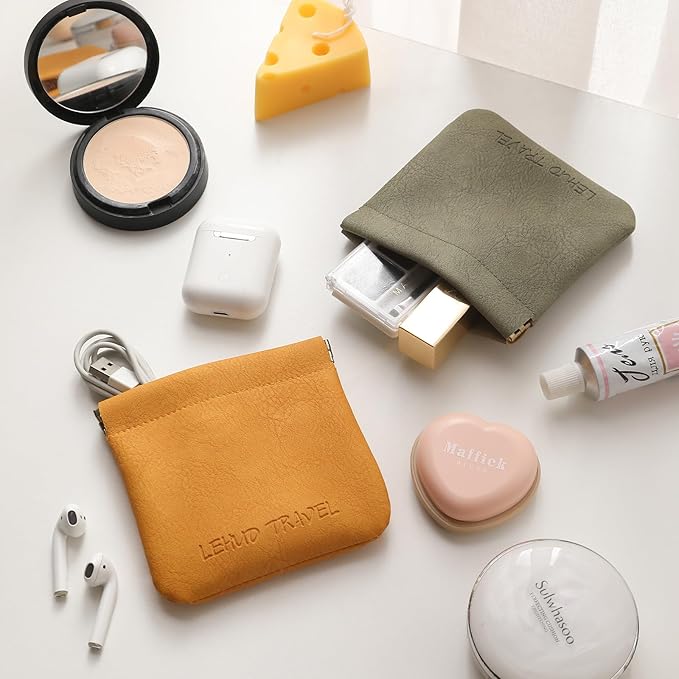 RIGHT AWAY 3 PCS Small Makeup Bag for Purse,Mini Cosmetic Organizer Make Up Bag for Women,Squeeze Coin Purse Pouch,Portable Tiny Makeup Pouches for Cosmetic Accessories,Lipstick, Jewelry, Card, Coins