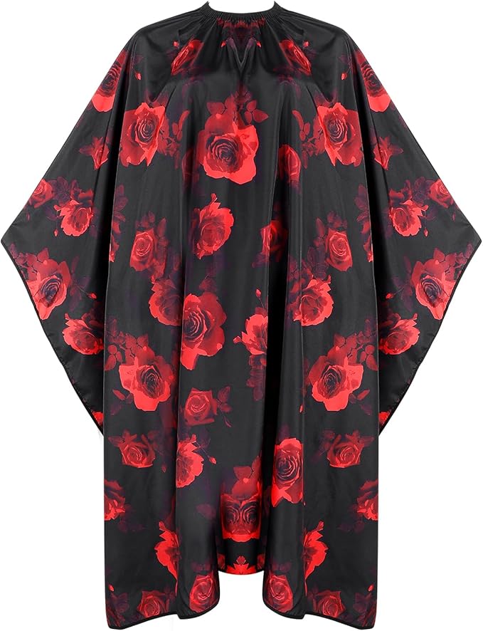 Hair Cutting Cape, Hairdresser Salon Cape with Adjustable Elastic Hooks Floral Pattern Barber Cape for Hair Dye