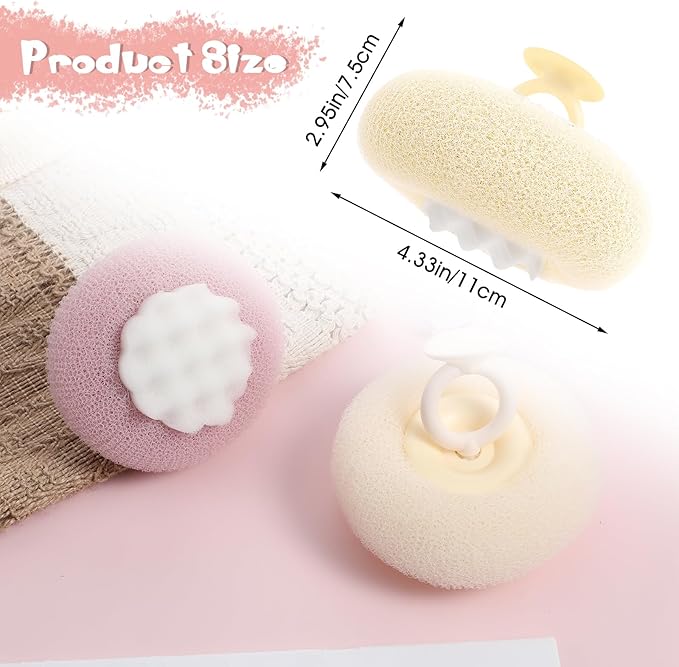 2 Pcs Soft Sunflower Suction Cup Bath Ball Exfoliating Mesh Bath Sponge Bath Body Brush Cleaning Scrubber Bath Sponge Brush with Comfortable Non-Slip Handle