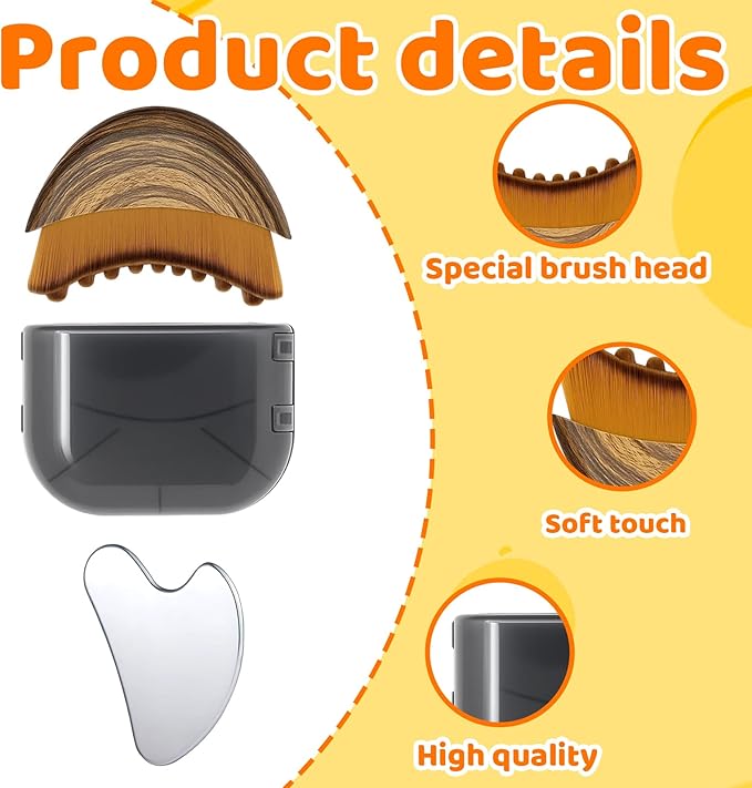 Lymphatic Contour Face Brush with Storage Case, Gua Sha Tool for Face, Stainless Steel Guasha Facial Tools Set, Lymphatic Drainage Brush for Facial Massage and Skin Care