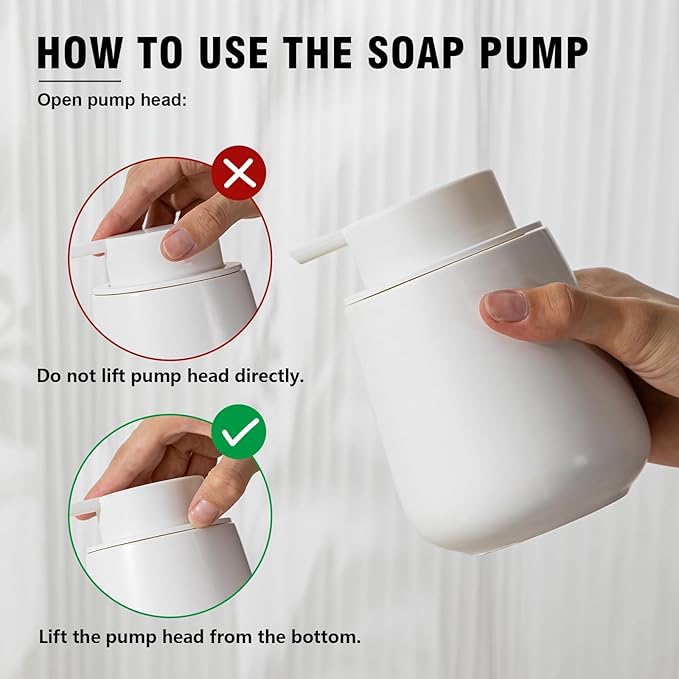 Soap Dispenser, Ceramic Foaming Soap Dispenser with Easy-to-Press Pump for Bathroom (White Foam Dispenser)