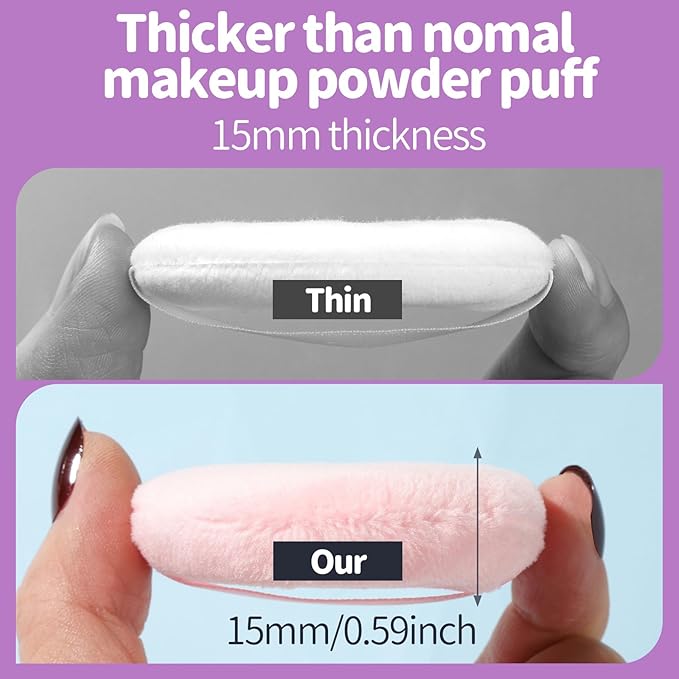 Teenitor 3Pcs Pink Powder Puff, 2.36 Inch Powder Puffs for Face Powder, Soft Applicator for Loose Pressed Powder, Small Makeup Puff With 3 Cases