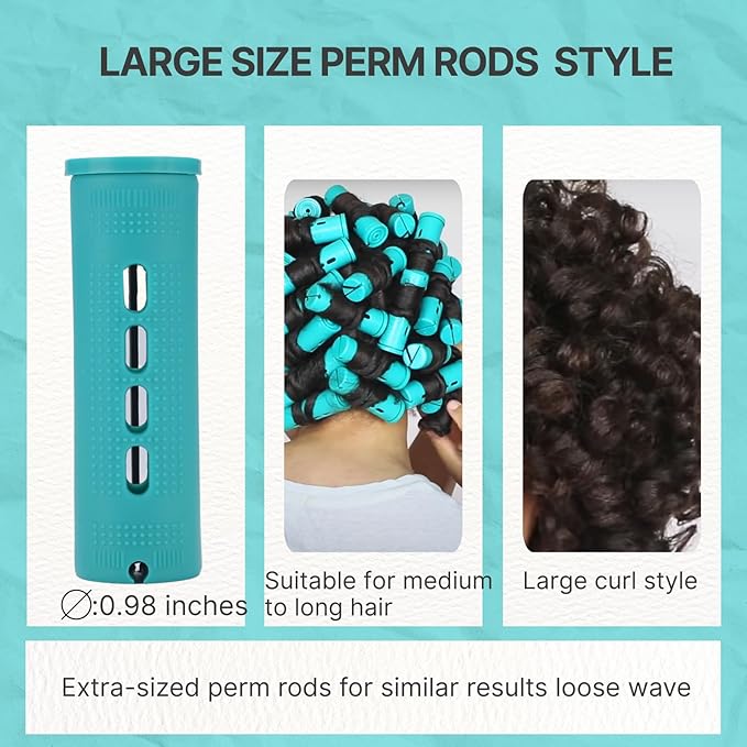 Perm Rods Jumbo, 36 pcs Extra Large Size Hair Rollers for Natural Hair Long Short Hair Styling Tool Curlers