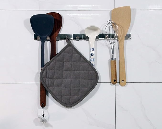 5 PCS Pot Holders for Kitchen, Cotton Potholers with Great Heat Resistance, Hot Pads, Trivets for Cooking and Baking Grey