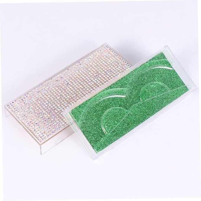Shiny Eyelash Storage Case Set 2pcs Rhinestone Lash Containers Stylish Convenient