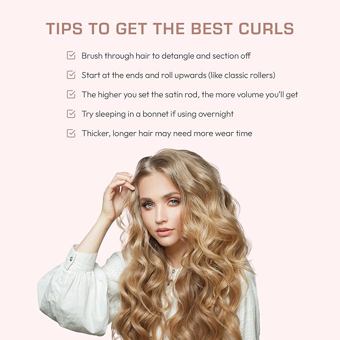 Red by Kiss Satin Flexi Heatless Curling Rods, Damage Free & Frizz Free No Heat Soft Curls, Silky Satin to Prevent Breakage, Comfortable Pin-Free Styling, Gentle Rollers for All Hair Types