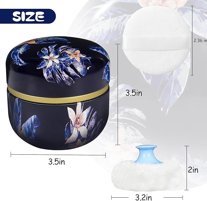 WEMEGA Body Powder Case with Powder Puff Powder Container Tea Box for Baby and Women Powder Puff and Powder Case for Travel (Midnight1)