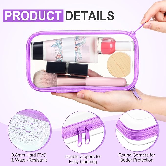 Sanwuta 10 Pcs Hard Zipper Case Clear Hard Pouches Plastic Zipper Pencil Box Toy Storage Bins Portable Plastic Container for Travel Toiletry Office Cosmetic Block Puzzle Organizer(S,Macaron Color)