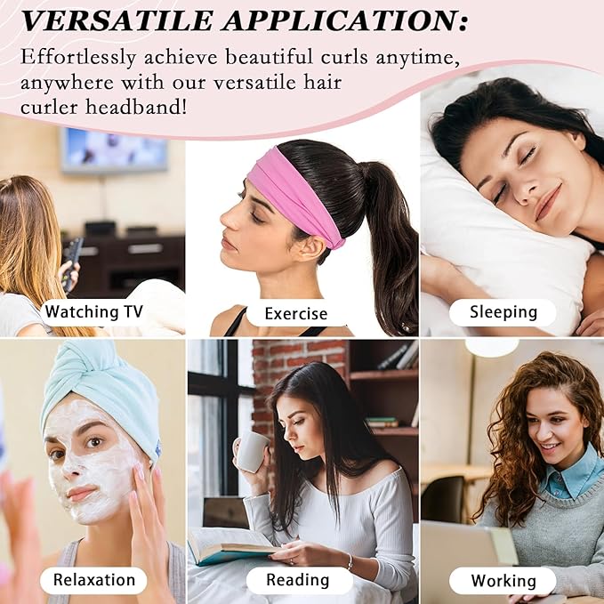 ZILAMPU No Heat Curling Rod Headband for Women and Girls, Velour Overnight Hair Curl Roller Wrap for Long Hair - Light Yellow