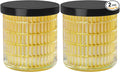 Qtip Holder for Bathroom set of 2, Clear Glass Apothecary Jars with Lids, Bathroom Canisters for Cotton Balls,Swabs,Floss Picks,Hair Ties,Vanity Organizer and Storage,Vintage Decor (Yellow)