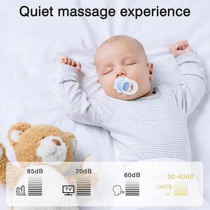 cotsoco Mini Handheld Massage Gun, Deep Tissue with 6 Speeds, Cordless Muscle Massager with 4 Heads,Type-C Charging, Travel Size, Best Gifts
