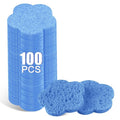 100-Count Facial Sponges Compressed Facial Sponges Natural Facial Cleansing Sponges Pads Cute Flower Shape Exfoliating Sponges for Cleansing Reusable,Best Makeup Gift, Blue