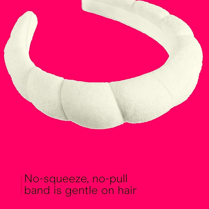 Conair Spa Makeup and Face Washing Headband, Ultra-Absorbent Microfiber Skincare Headband, Soft Terry Cloth, No-Pull Band Gentle on Hair and Head, Bubble Design, Ivory