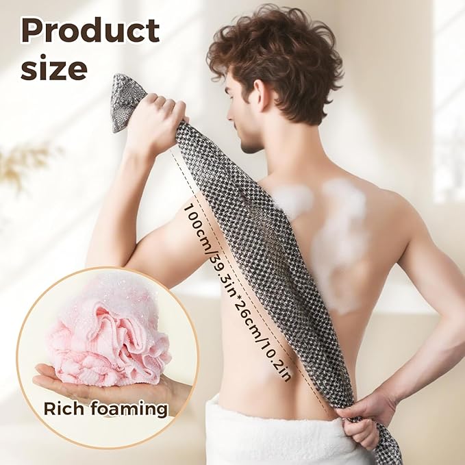 Exfoliating Shower Towel 47", Premium Scrub Bathroom Set for Smooth Skin, Advanced Exfoliating Microfiber Towel, Quick Drying Durable and Gentle for Sensitive Skin