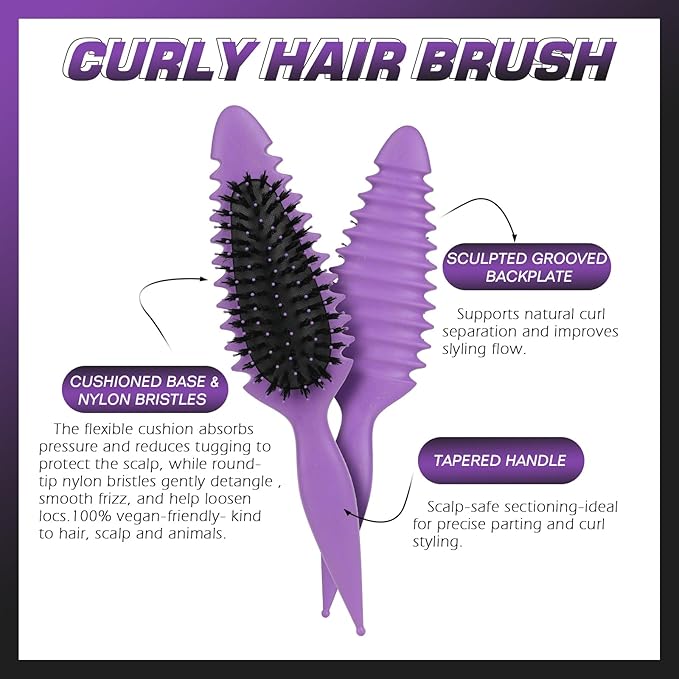 Candy Brush Curl Defining Hair Brush for Effortlessly Detangling Shaping and Styling Curls, Curl Brushes with EdgeLift for All Wet or Dry Hair Types for Women and Girl, Reduce Pulling and Frizzing