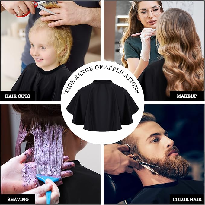 Wesiti 16 Pcs Short Makeup Cape for Women Men Black Waterproof Nylon Hair Cutting Cape, Salon Hair Apron Beard Shorty Smock for Clients Lightweight Makeup Bib for Artist Beautician