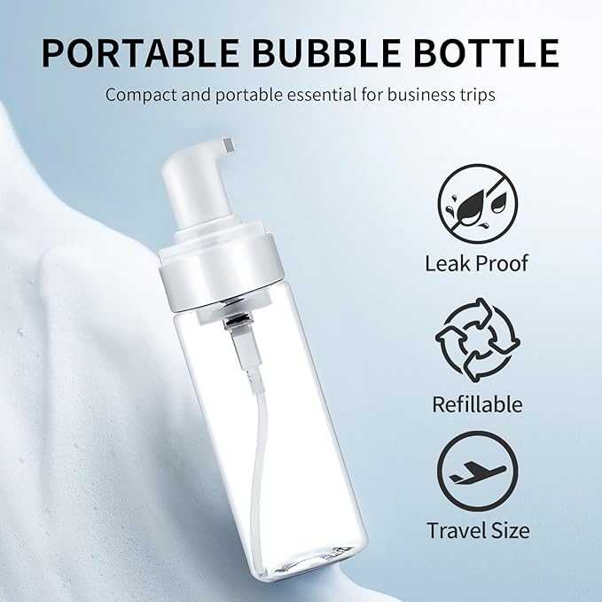 Foam Pump Bottle 7oz 2pcs Foaming Soap Dispenser 200ml Foaming Spray Bottless Travel Foas Pump Bottle Empty Travel Foass Bottles Clear Foams Dispenser for Hand Soap Toiletries Shampoo Lotion