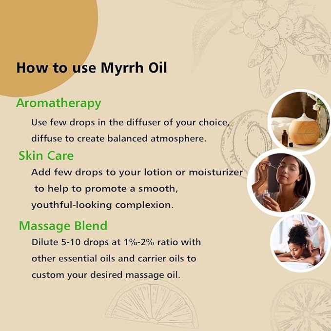 Frankincense and Myrrh Essential Oil Combo Set (2 Pack), 100% Pure Undiluted Essential Oils for Aromatherapy, Massage, Meditation & Skincare