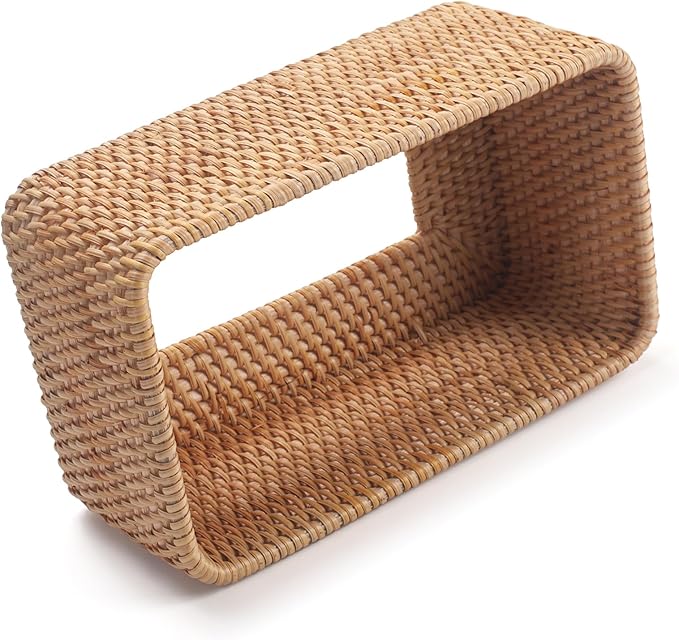 Rattan Tissue Box Cover Natural Woven Facial Napkin Holder Rectangular 10 x 6.1 x 4.1 Inch (Natural)