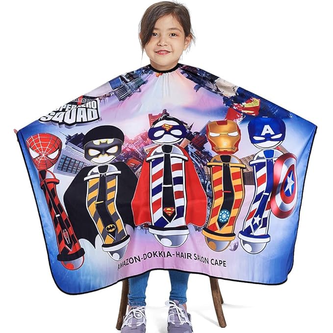 DOKKIA KIDS Barber Cape Haircut Hair Cutting Children Toddler Boys Girls Hairdressing Salon Styling Cloth Apron Cover Gown 40×50"