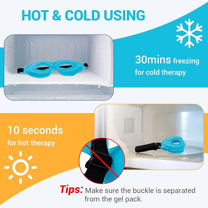 Comfytemp Cold Gel Eye Mask, Cooling Eye Ice Pack for Puffiness, Reusable Cold Compress Sleeping Mask for Puffy Eye, Dry Eyes, Sinus, Dark Circle, Migraine Relief, 2 Temp Side, 1 Pcs