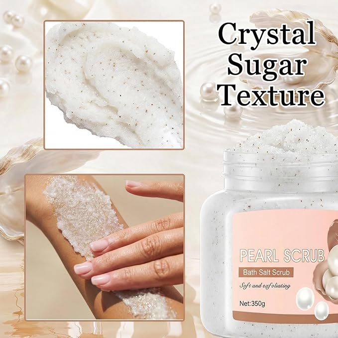 Pearl Body Exfoliator, Deep Cleaning Exfoliating Body Scrub, Moisturizing Nourishing Salt Rose Body Scrub, 350 g