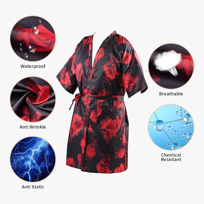 Salon Client Gown Robes Cape Hair Cutting Smock with Adjustable Tie for Hair Cutting Barber Hairstyling
