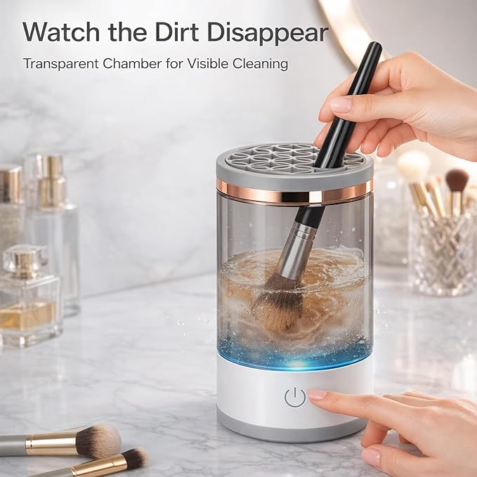 TARSHYRY Electric Makeup Brush Cleaner Machine, Automatic Brush Cleaner Spinner Dryer, Cleanser Tool for All Size Makeup Brushes