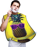 Purple And Teal Flowers Print Beard Bib Shaving Apron, Beard Hair Trimming Cape Gift For Dad