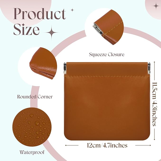 ISKYBOB 4Pcs Small Makeup Bag for Purse, 4.7in Pocket Cosmetic Bag Organizers, Waterproof PU Leather Pouches for Purse, Portable Squeeze Coin Purse for Women Mini Travel Jewelry Storage Pouch(Autumn)