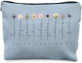 Christian Gifts Makeup Bag, Floral Christian Cosmetic Bags for Women, Galatians 5:22-23 Bible Verse Makeup Pouch（blue