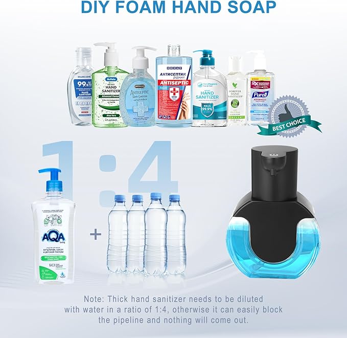Automatic Soap Dispenser Touchless,14.2oz/420ML Auto Liquid Soap Dispenser,Rechargeabled Wall Mounted Smart Pump for Bathroom Kitchen,Black