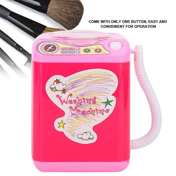Makeup Washing Machine, Simulation Mini Makeup Brush Cleaner Electric Make up Sponge Puff Cleaner Device Automatic Cosmetic Tool Women(Red)