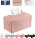 Tissue Box Cover PU Leather Tissue Holder Rectangle Facial Tissue Case Tissue Box Organizer Dispenser for Bathroom, Kitchen, Home, Office, Tabletop (SoftPink, Tall)