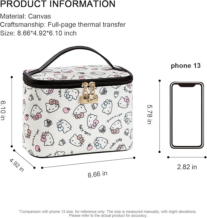 AmBealla Cosmetic Bag Large Makeup Bag Makeup Travel Case with Brush Holder,Canvas Organizer for Women,Toiletry Bag for Skincare&Beauty Tools Sweet Cute for Girls