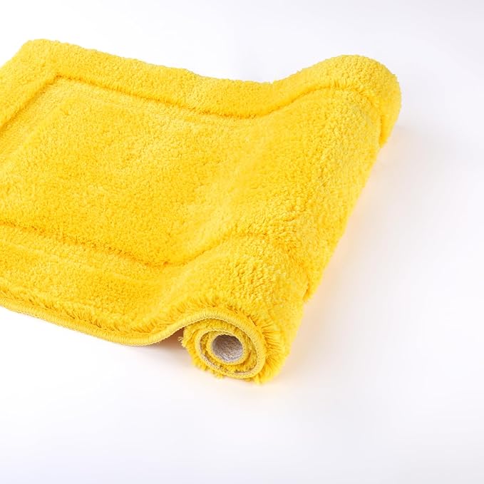SHACOS Small Bathroom Toilet Rugs Set of 2 Pieces Bath Mats with U Shape Toilet Mats 16x24 + 20x24 inch Soft Absorbent Bath Rugs Non Slip Plush Shower Rug Machine Washable, Yellow