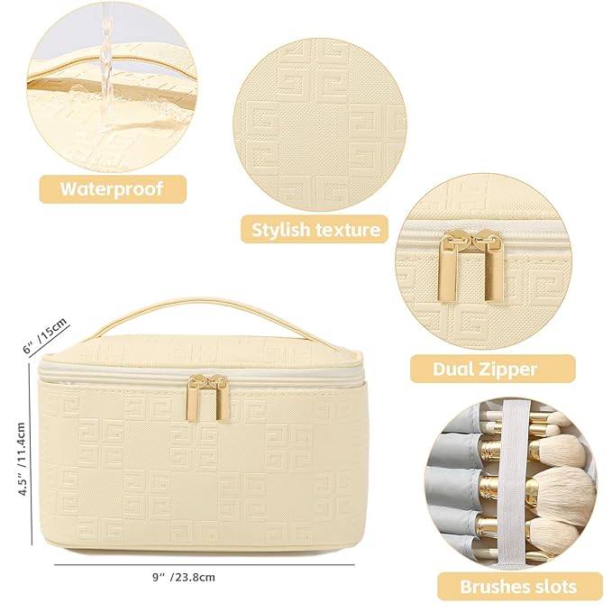 Meiyuuo Makeup Bag Large Cosmetic Bags for Women Girls Cute Travel Zipper Pouch Toiletry Organizer for Beauty Essentials Waterproof (Light Purple)