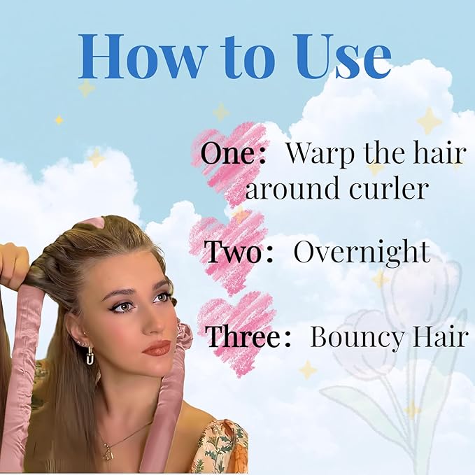 Serenade Sparkling Satin Heatless Hair Curler, Heatless Curling Rod Headband, No Heat Curling Rod Hair Roller for Women and Girls to sleep in, Blue