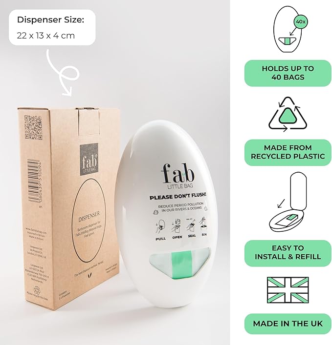 Fab Little Bag Feminine Hygiene Disposable Bags Set for Tampons and Sanitary Pads, Feminine Care Products Kit, Comes with 100 Bags and the Dispenser
