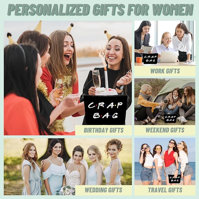 Funny Friends Gifts for Women Makeup Bag, Best friend Cosmetic Bags, Travel Organizer Bag Makeup Pouch Gifts for Women Sisters Friends,Ideal Graduation Friendship Travel Christmas Birthdays Gift Black