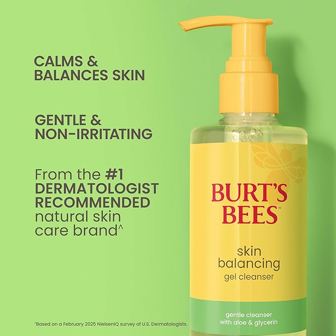 Burt's Bees Skin Balancing Gel Cleanser; Made for Normal to Combination Skin; Safe for Sensitive Skin; With Aloe, Glycerin and Cucumber Extract, 8 Fl. Ounces