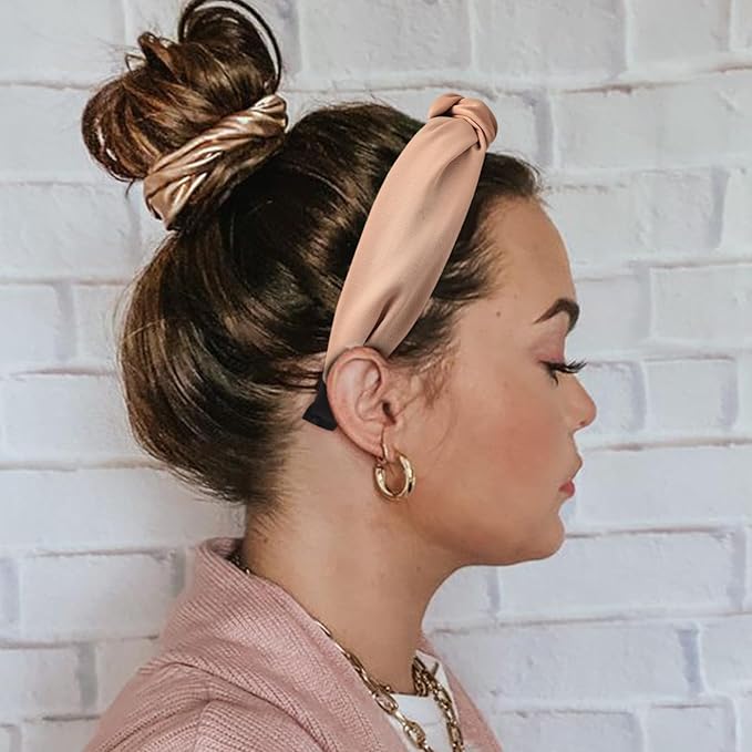 DRESHOW 8 Pack Knotted Headbands for Women Wide Turban Headband Yoga Exercise Ribbing Hair Hoop Hair Bands Accessories